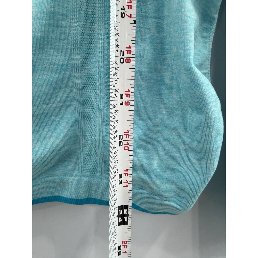 Athleta Fastest Track 1/4 Zip Pullover Blue Space Dye Ruched Medium - Picture 9 of 9